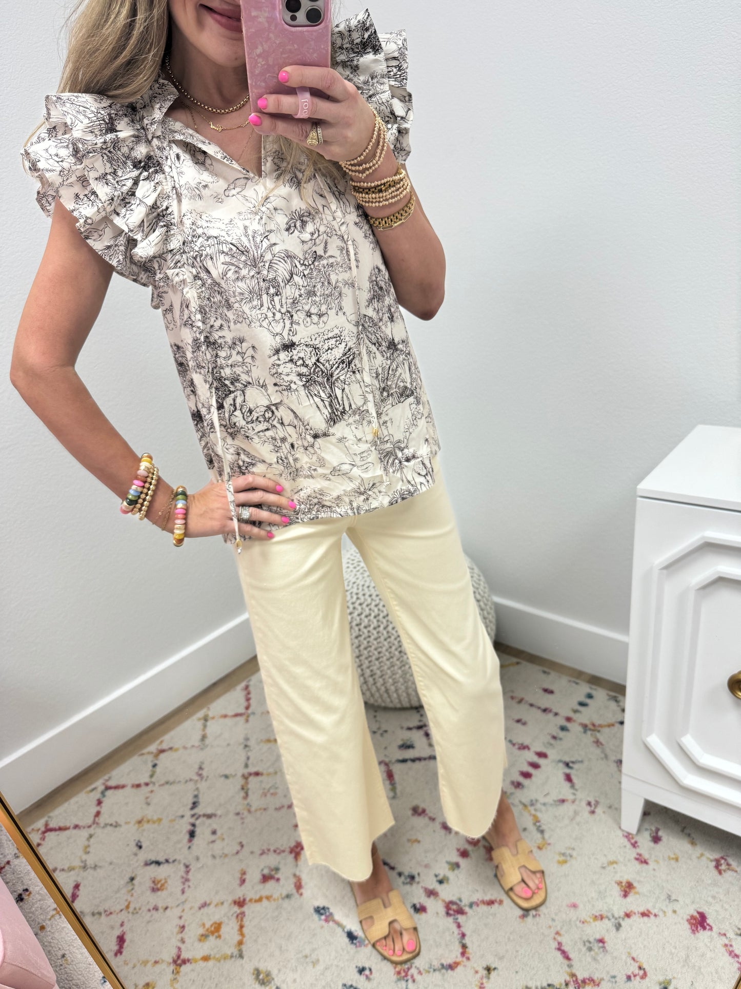 Cream and Brown Animal Toile Print