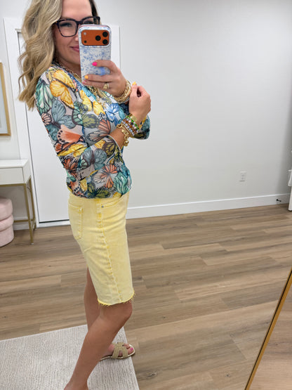 Risen Yellow Bermuda Shorts