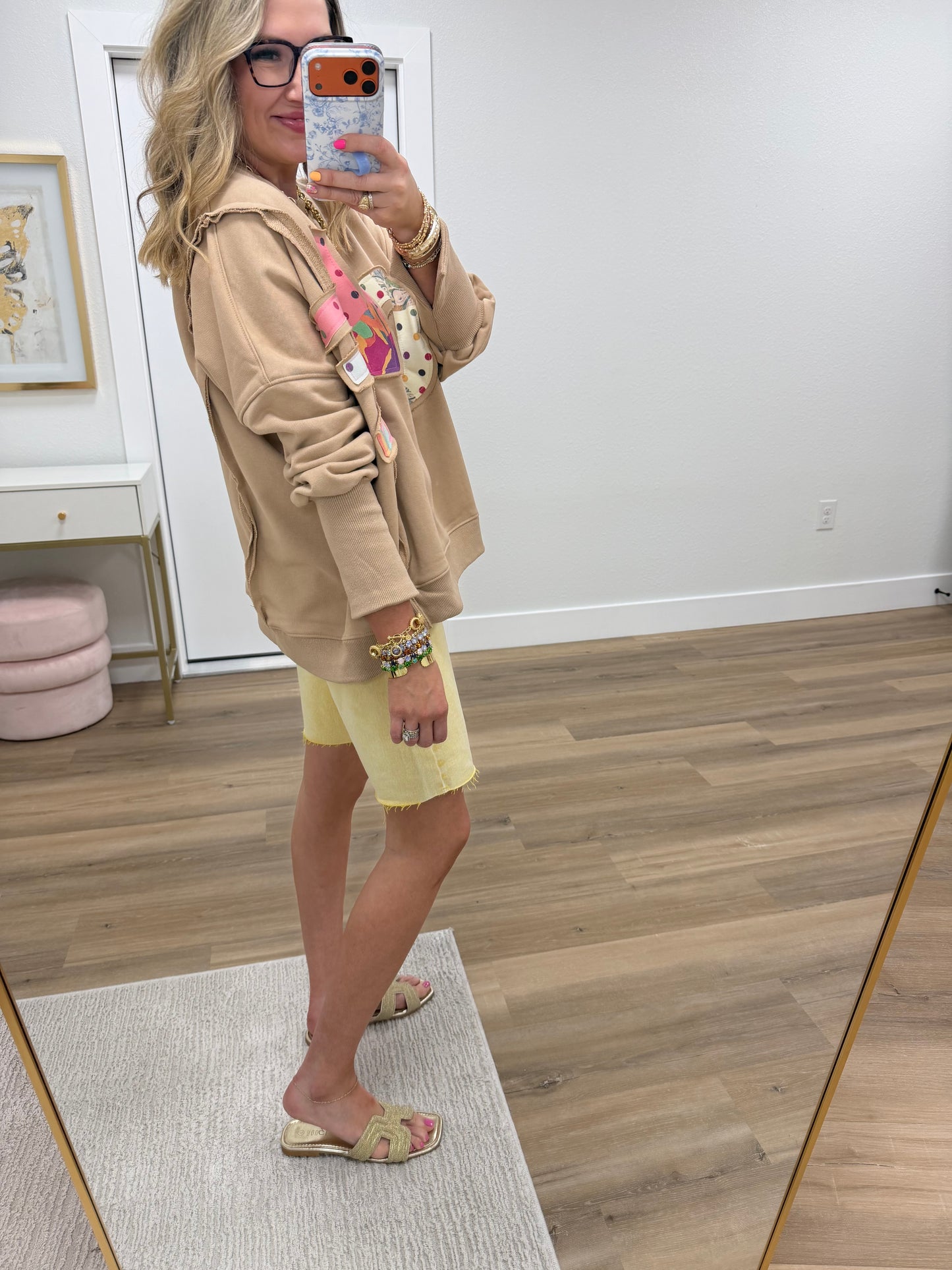 Tan "Love" Split Seam Pullover