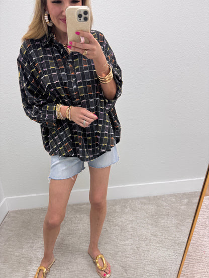 Black Dolman Sleeve Textured Woven Top