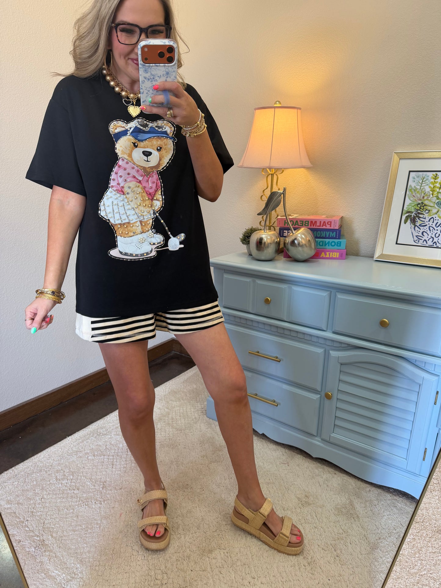 Black Golfing Teddy Top- One Size