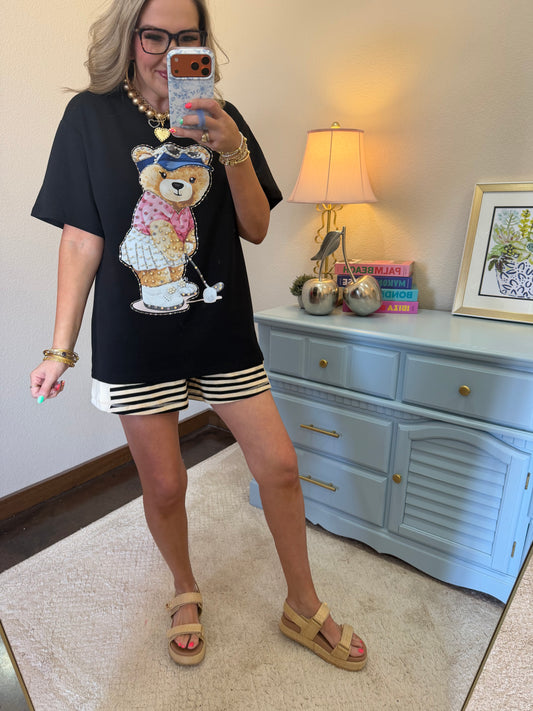 Black Golfing Teddy Top- One Size