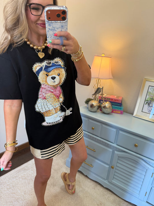 Black Golfing Teddy Top- One Size