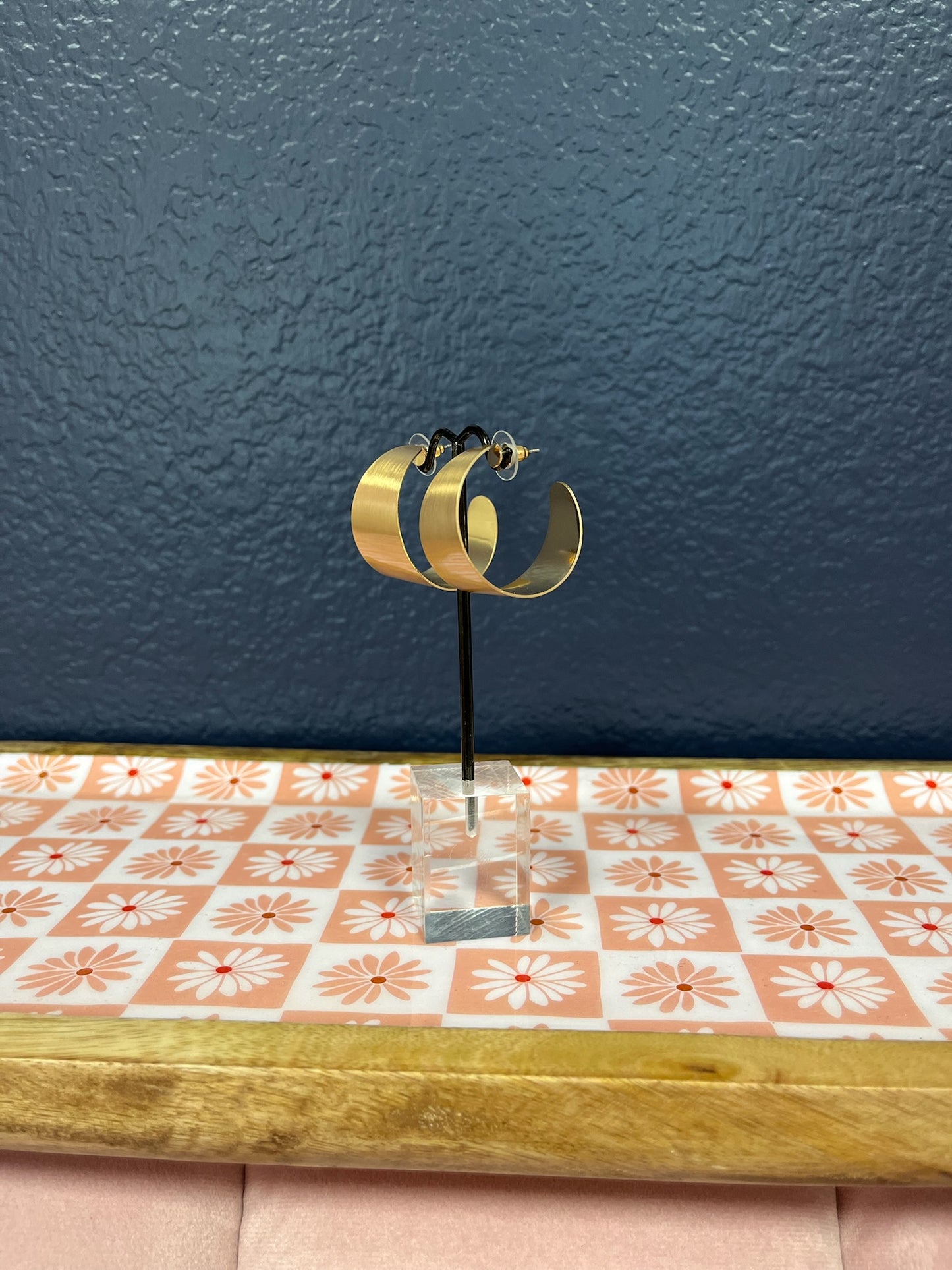 Wide Gold Matte Earrings