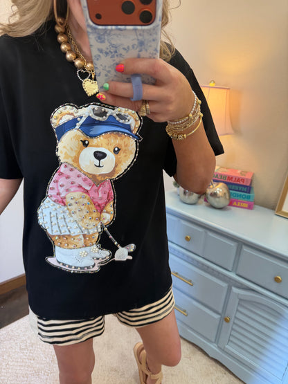 Black Golfing Teddy Top- One Size