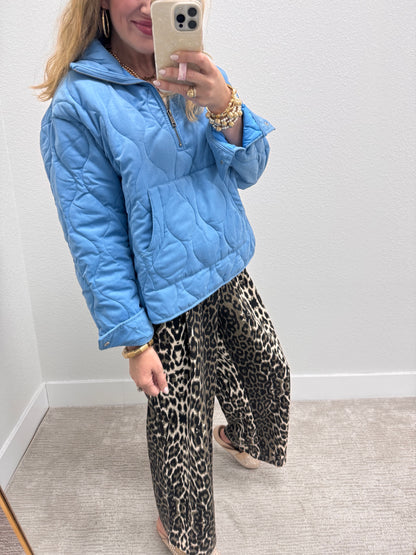 Leopard Elastic Tie Waist Pants