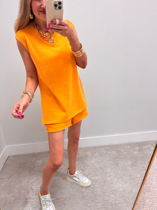 Light Orange Split Top Two Piece Set