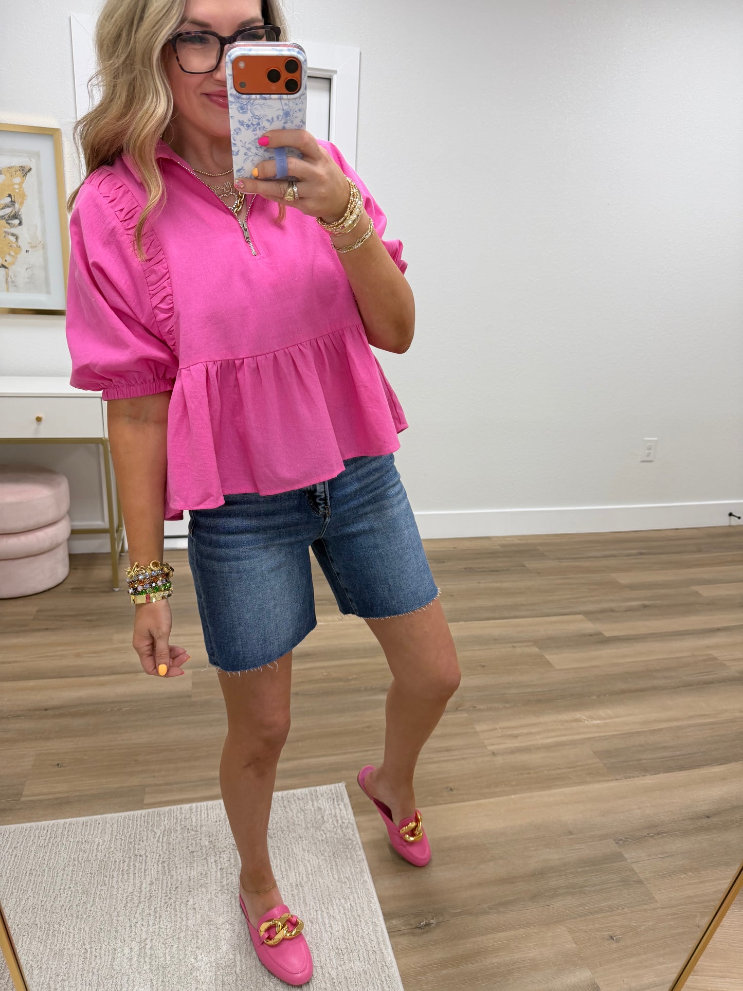 Risen Tummy Control Mid Rise Raw Cut Shorts