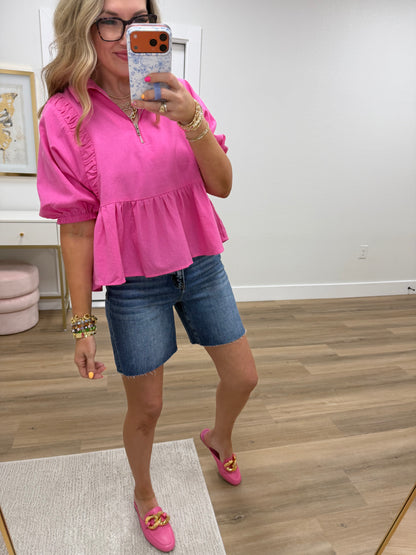 Risen Tummy Control Mid Rise Raw Cut Shorts