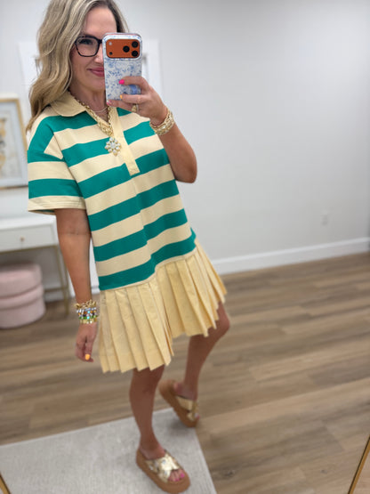 Jade/Cream Striped Dress