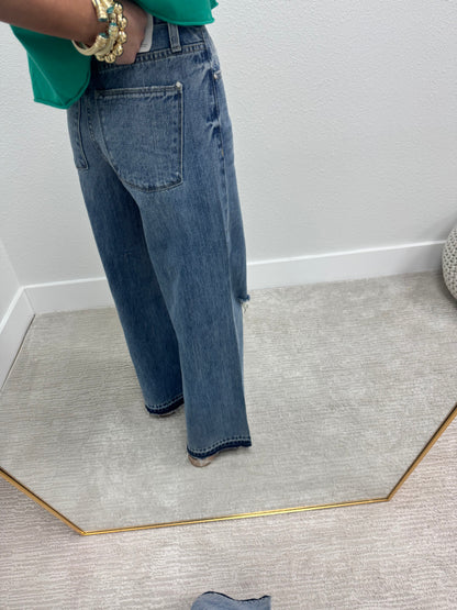Distressed High Rise Vintage Wide Leg Jeans FS