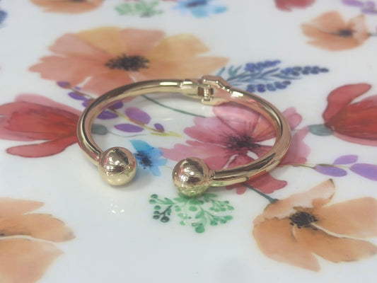 Gold Hinged Ball Cuff Bracelet