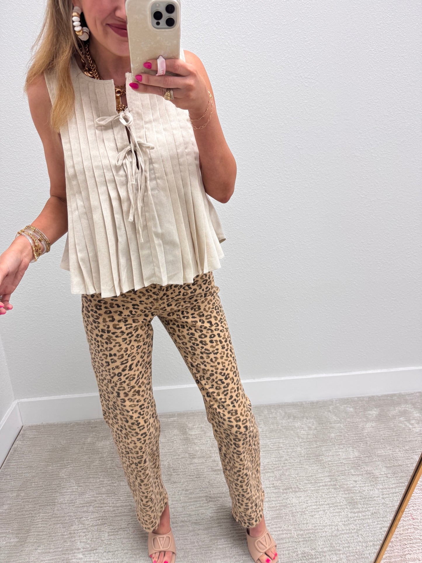 Cream Pleated Top