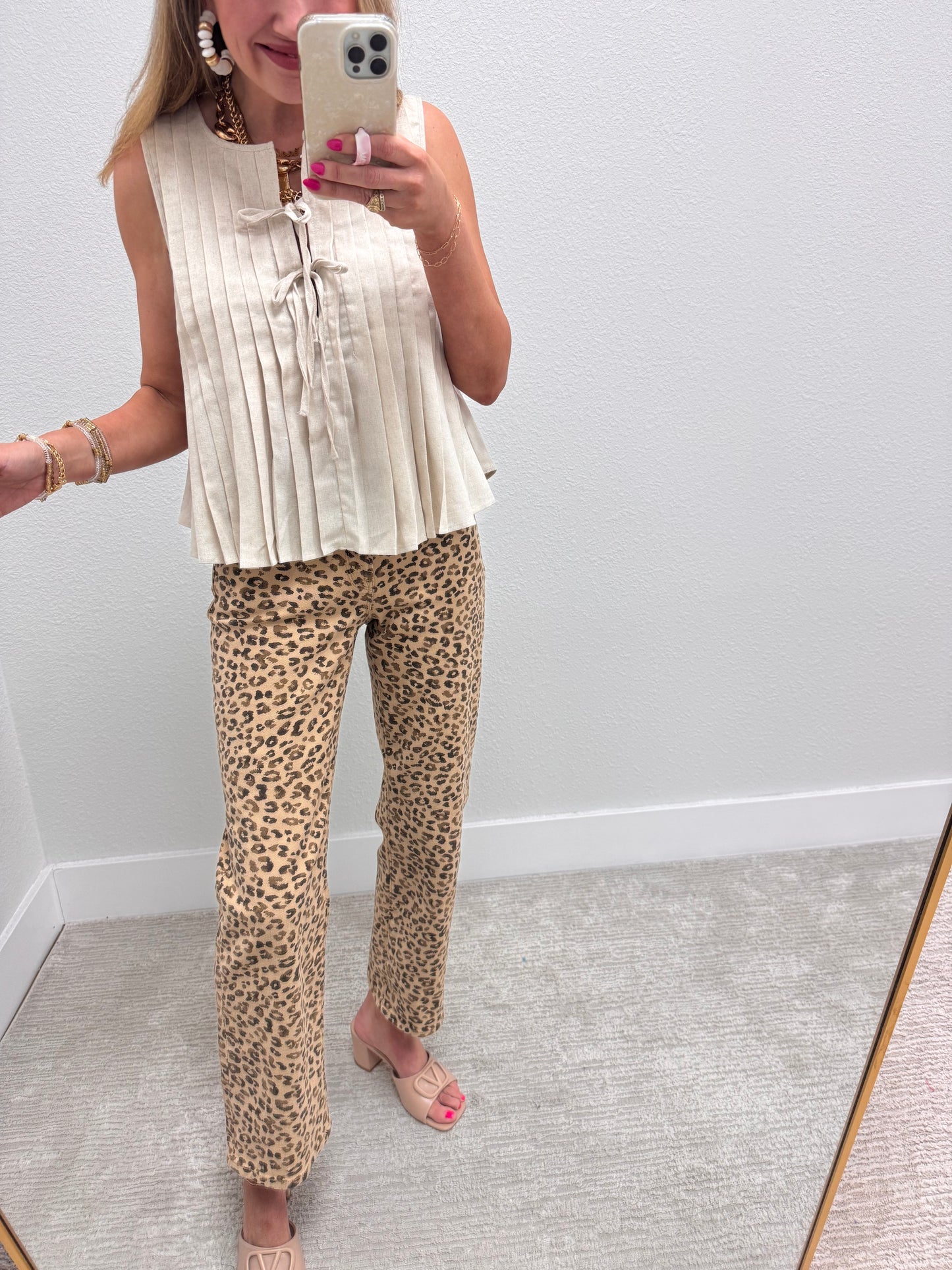 Cream Pleated Top