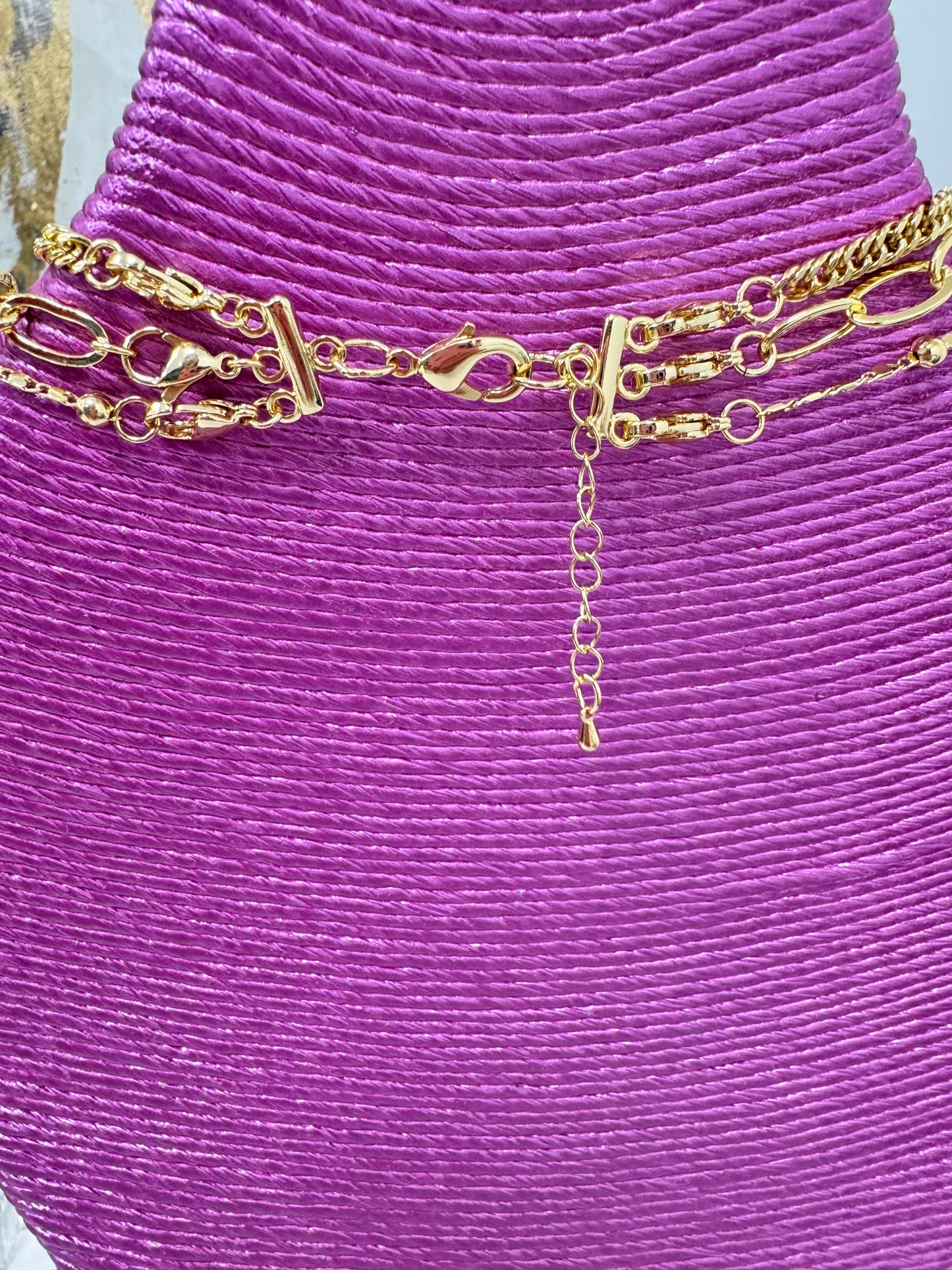 Gold Three Strand Multi Clasp Necklace (2 different styles!)