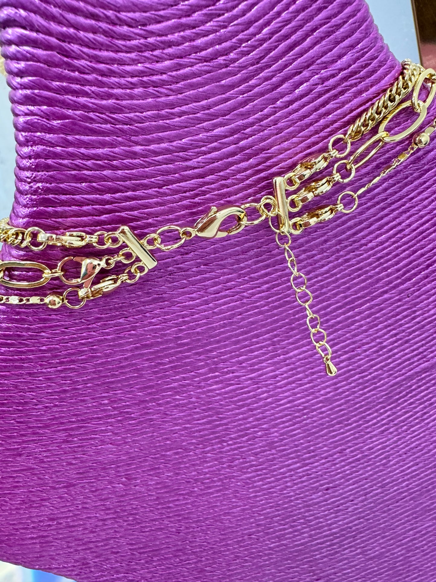 Gold Three Strand Multi Clasp Necklace (2 different styles!)