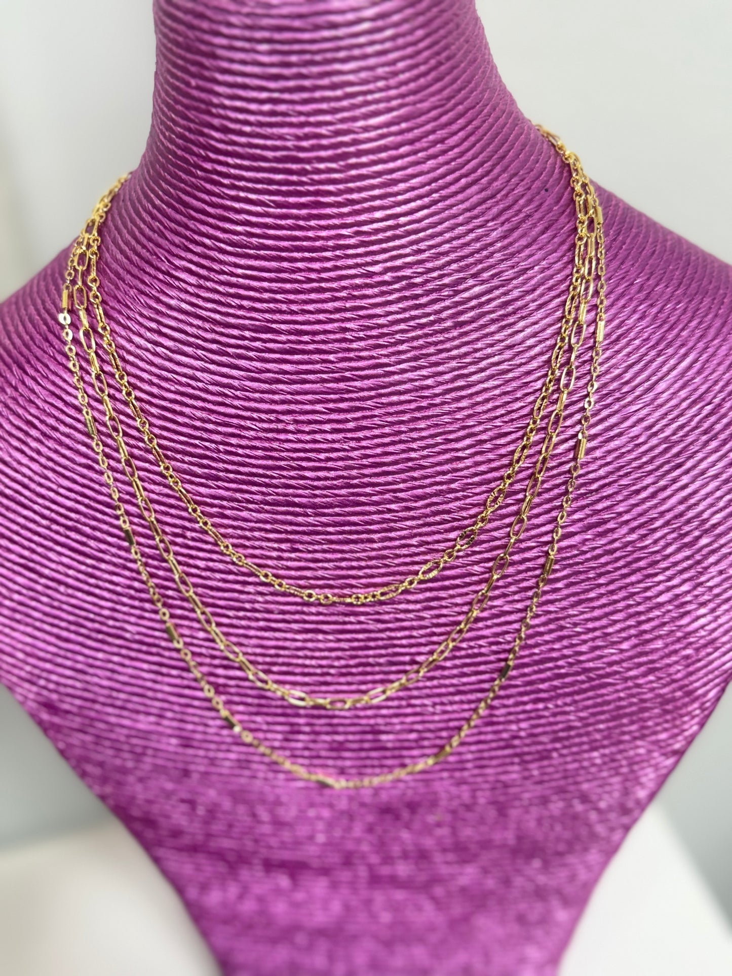Gold Three Strand Multi Clasp Necklace (2 different styles!)