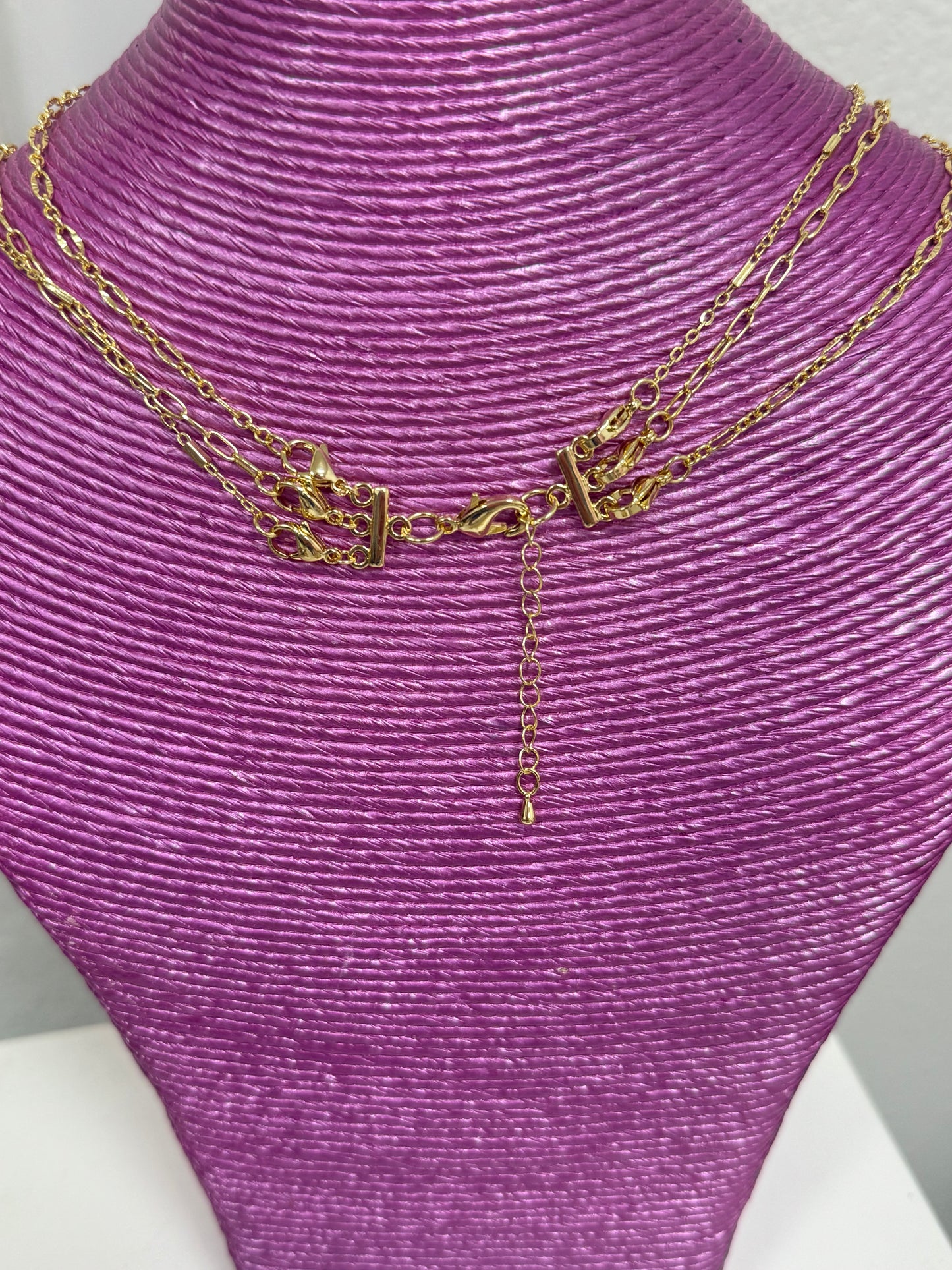 Gold Three Strand Multi Clasp Necklace (2 different styles!)