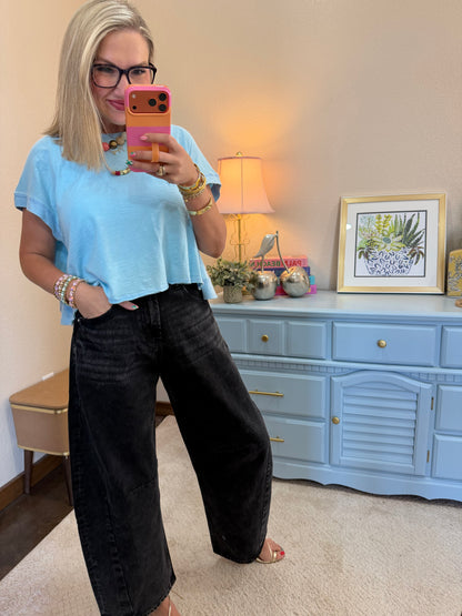 Bayeas Black Katia Tailored Barrel Leg Jeans