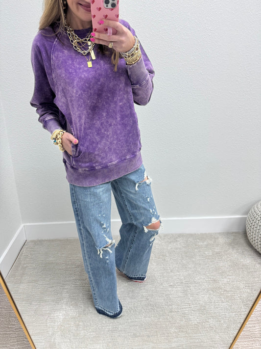 Purple Ribbed Side Pull Over FS
