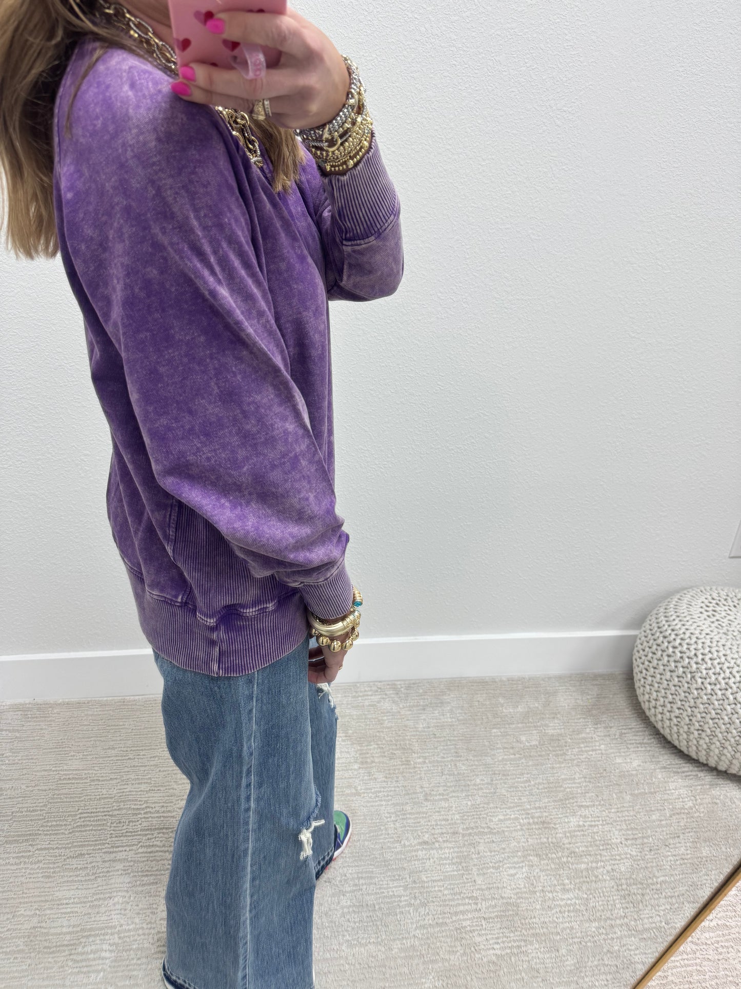 Purple Ribbed Side Pull Over FS