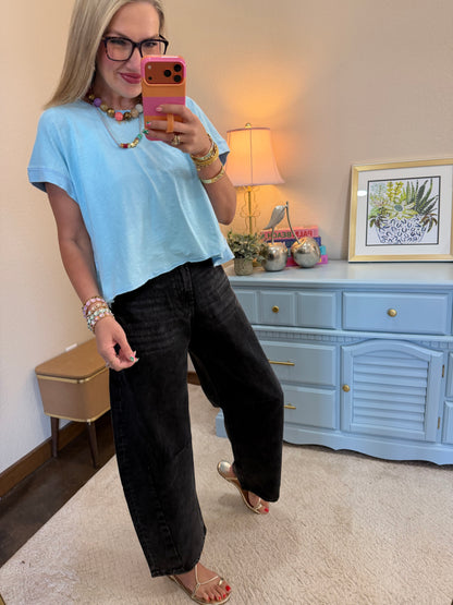 Bayeas Black Katia Tailored Barrel Leg Jeans