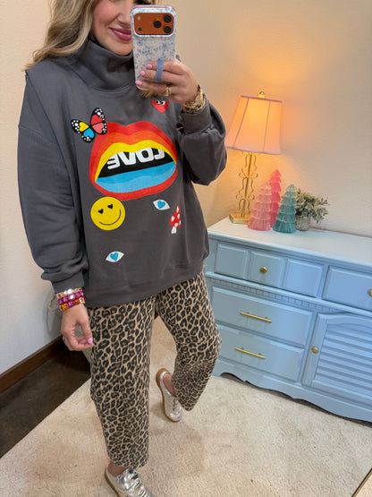 Love Mock Neck Pullover FS
