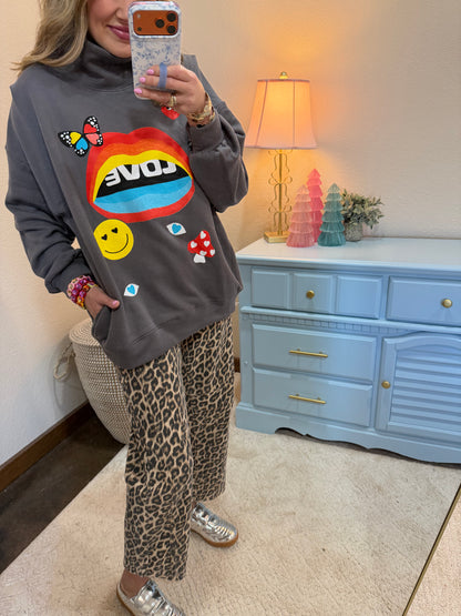 Love Mock Neck Pullover FS