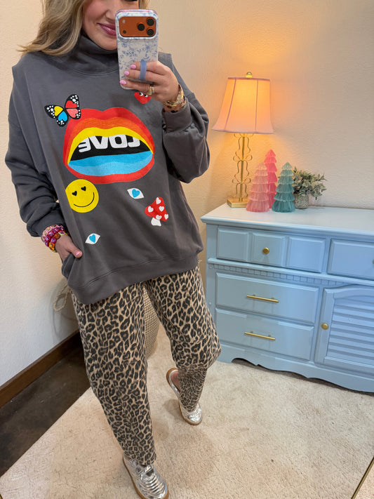 Love Mock Neck Pullover