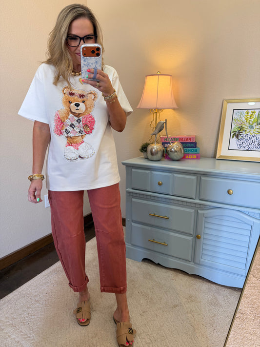 White Sunglass Teddy Graphic Tee