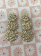 Gold Hammered Triple Drop Down Earrings