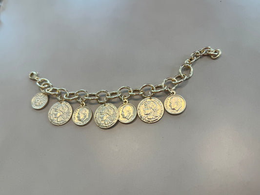 Gold Coin Charm Bracelet