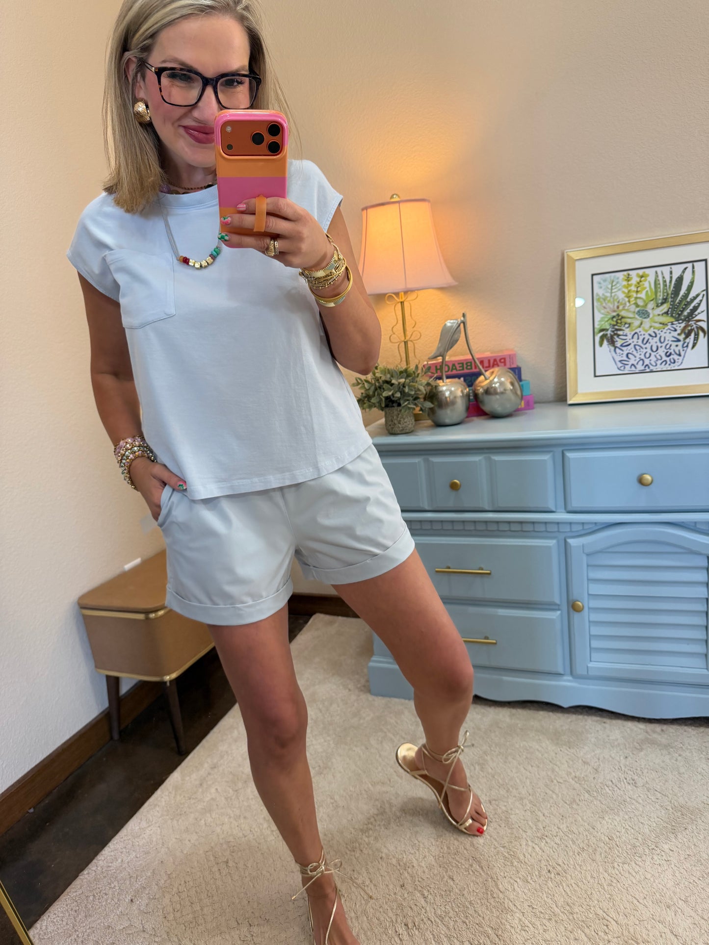 Light Blue Shoreline Two Piece Short Set