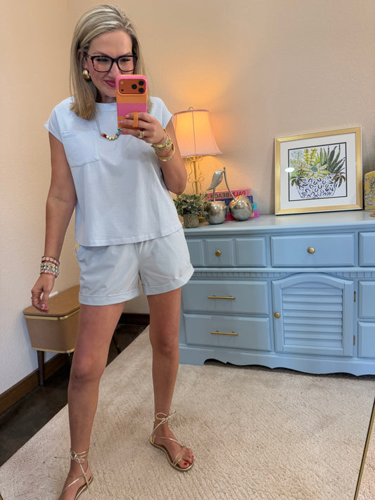 Light Blue Shoreline Two Piece Short Set