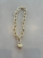 Matte Gold Magnetic Necklace With Puff Heart FS
