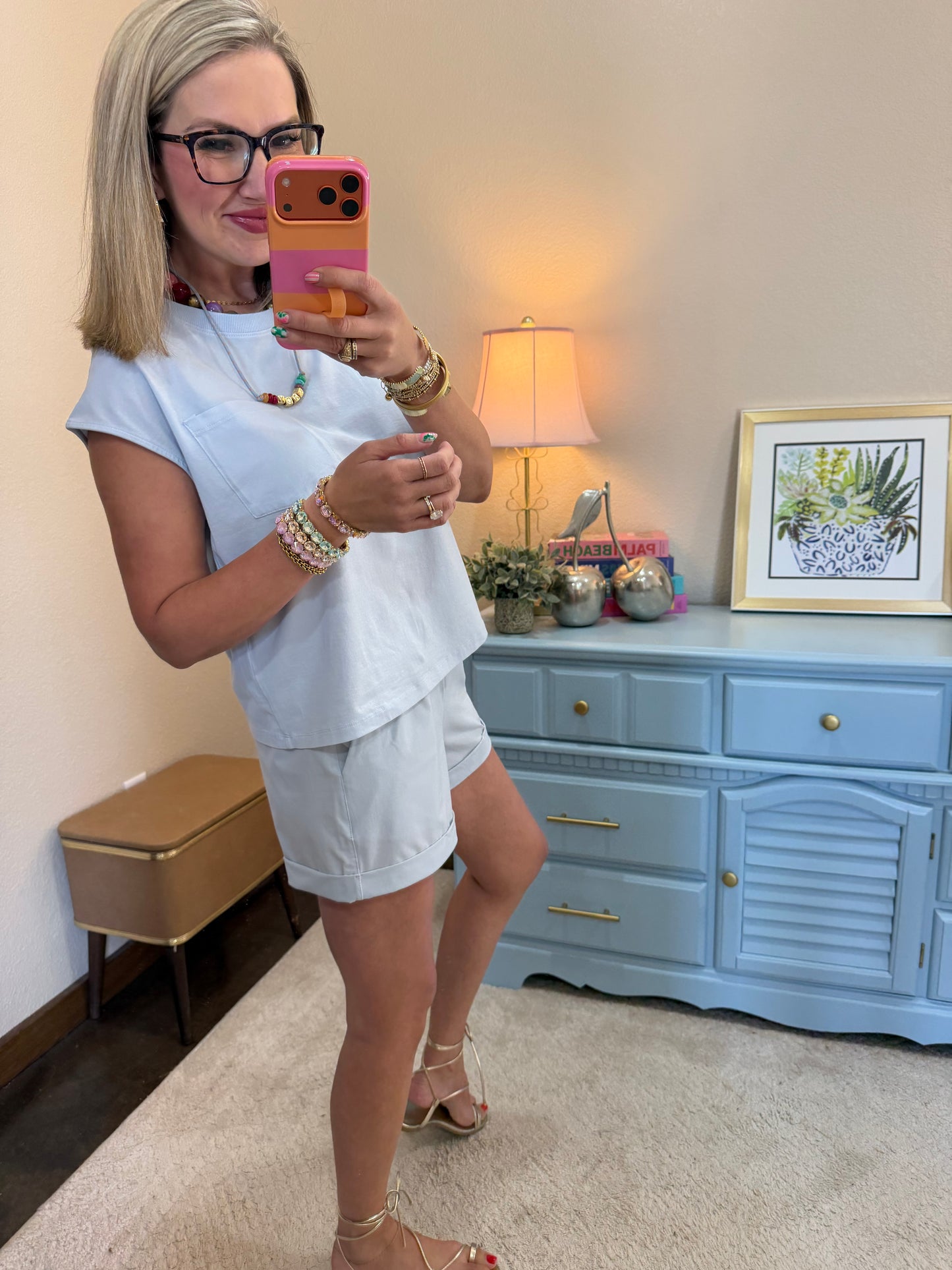 Light Blue Shoreline Two Piece Short Set