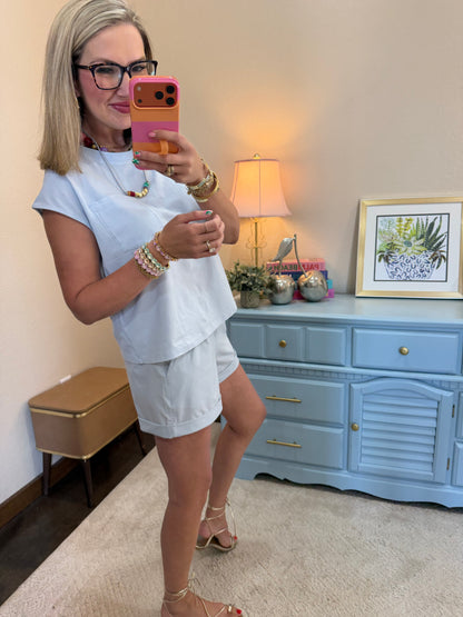 Light Blue Shoreline Two Piece Short Set