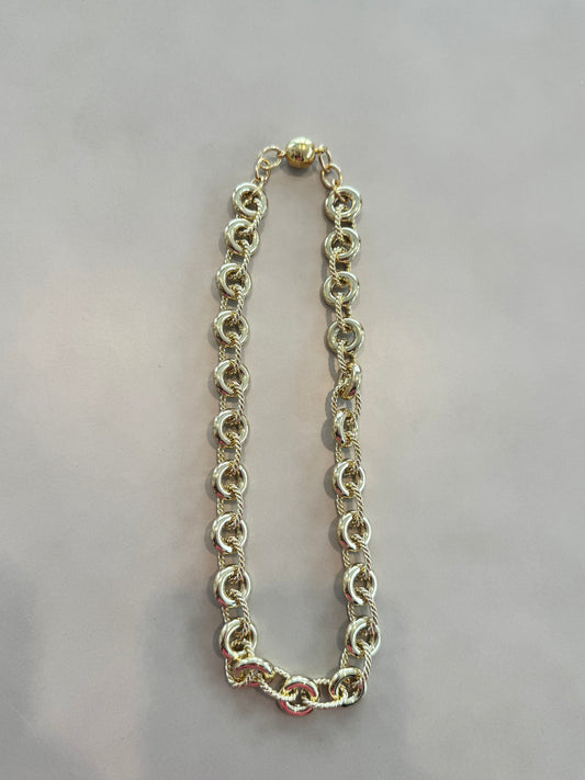 Gold Round Circle  Magnetic Necklace