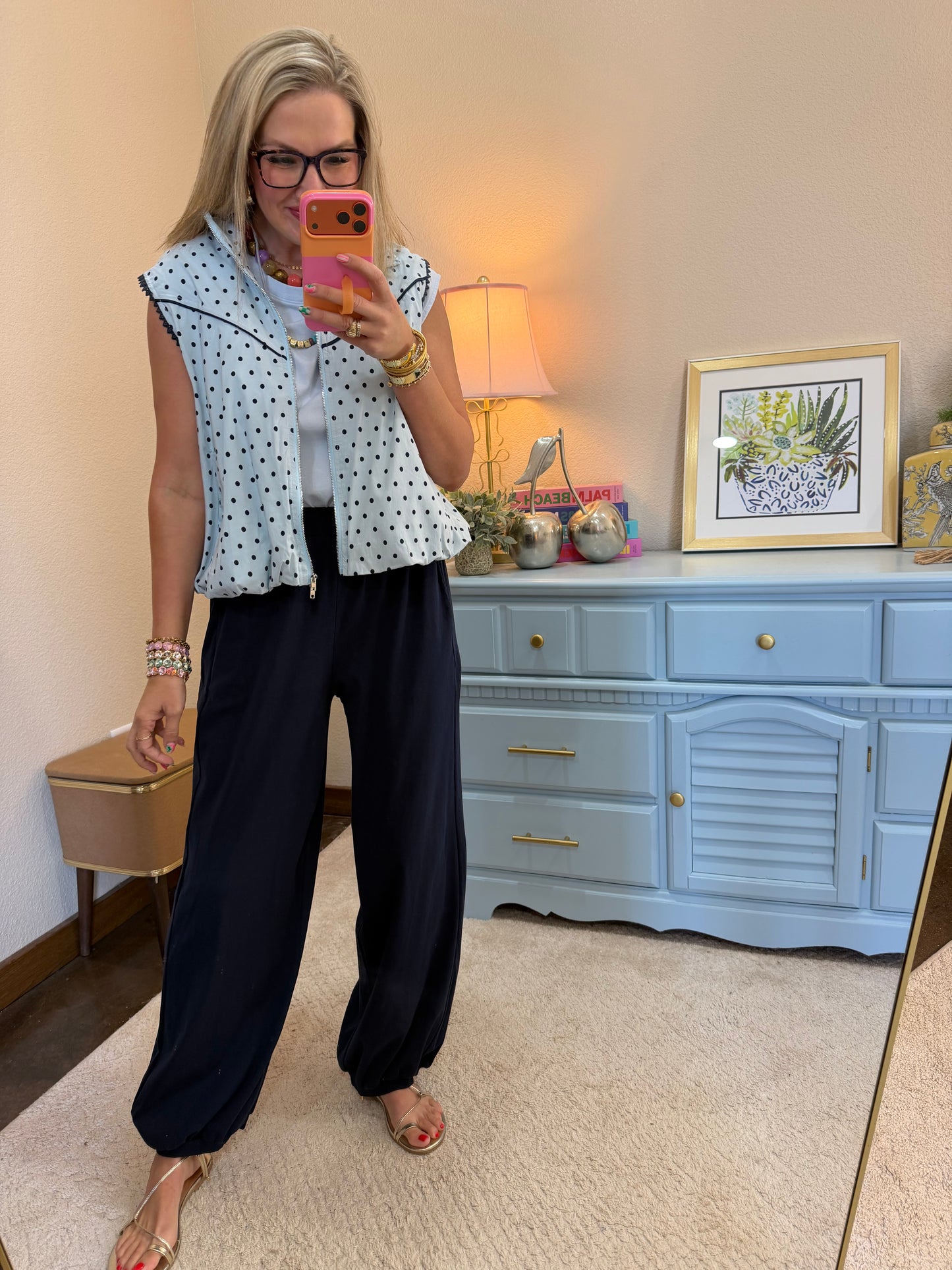 Polka Dot Two Piece Bubble Pant Set