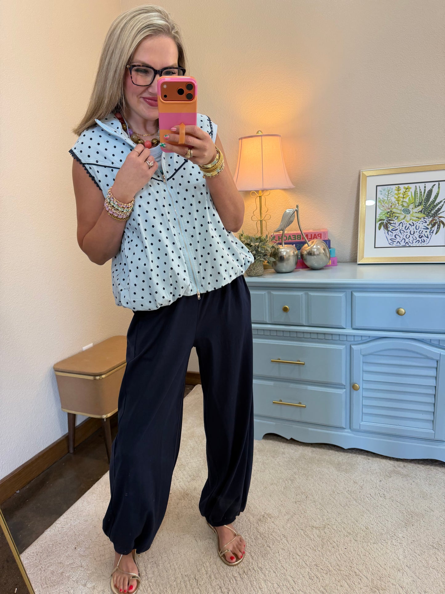 Polka Dot Two Piece Bubble Pant Set