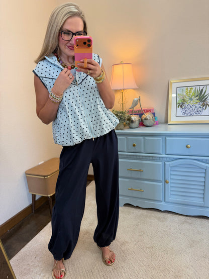 Polka Dot Two Piece Bubble Pant Set
