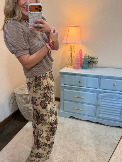 Floral Tapestry Barrel Pants