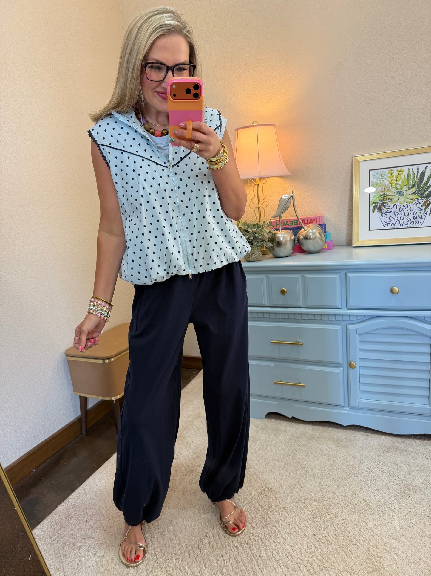 Polka Dot Two Piece Bubble Pant Set