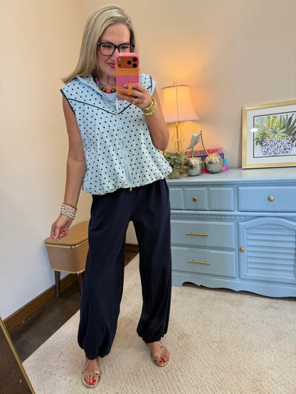 Polka Dot Two Piece Bubble Pant Set