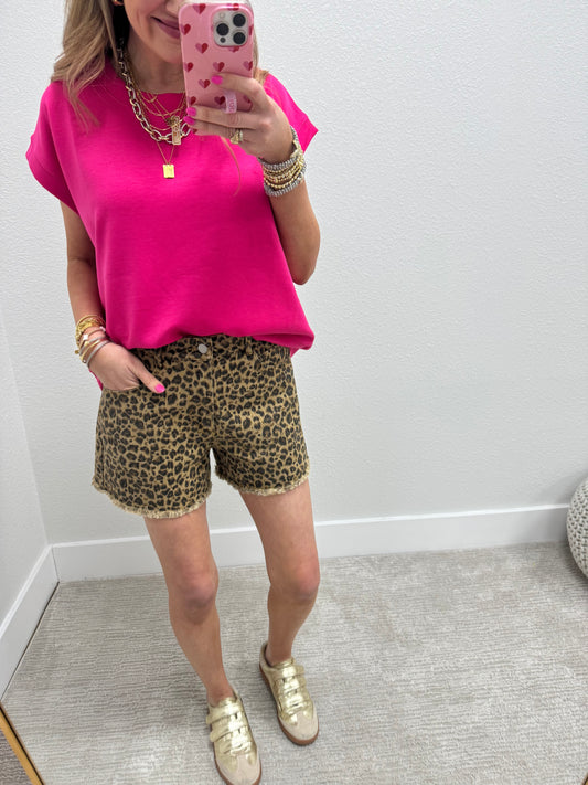 Leopard Denim Shorts