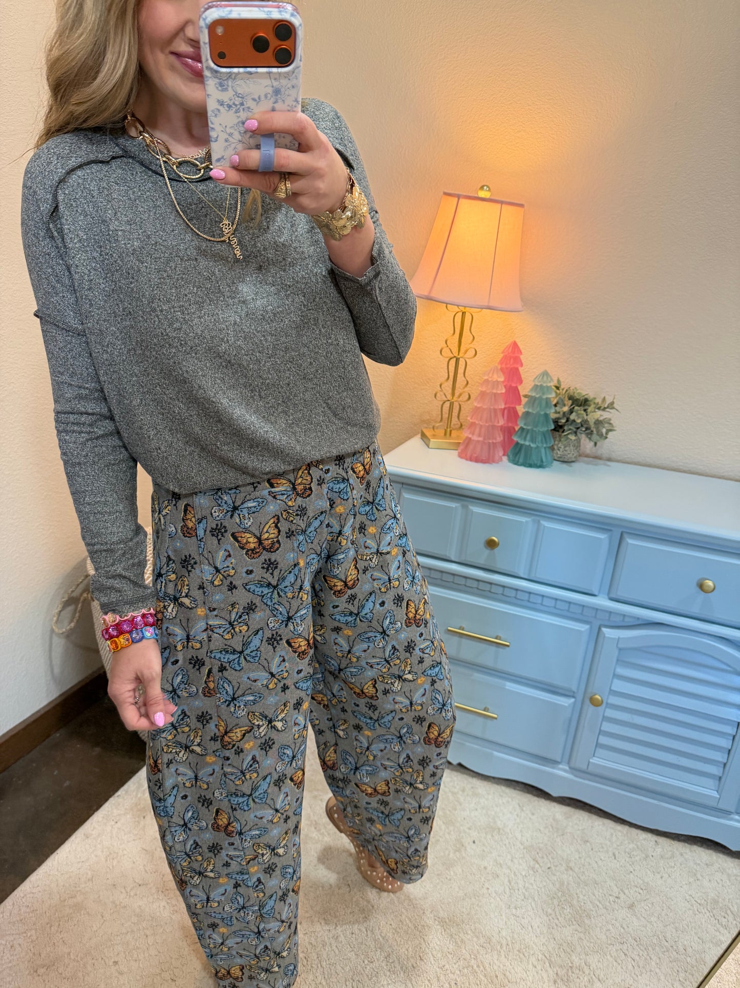 Butterfly Tapestry Barrel Pants