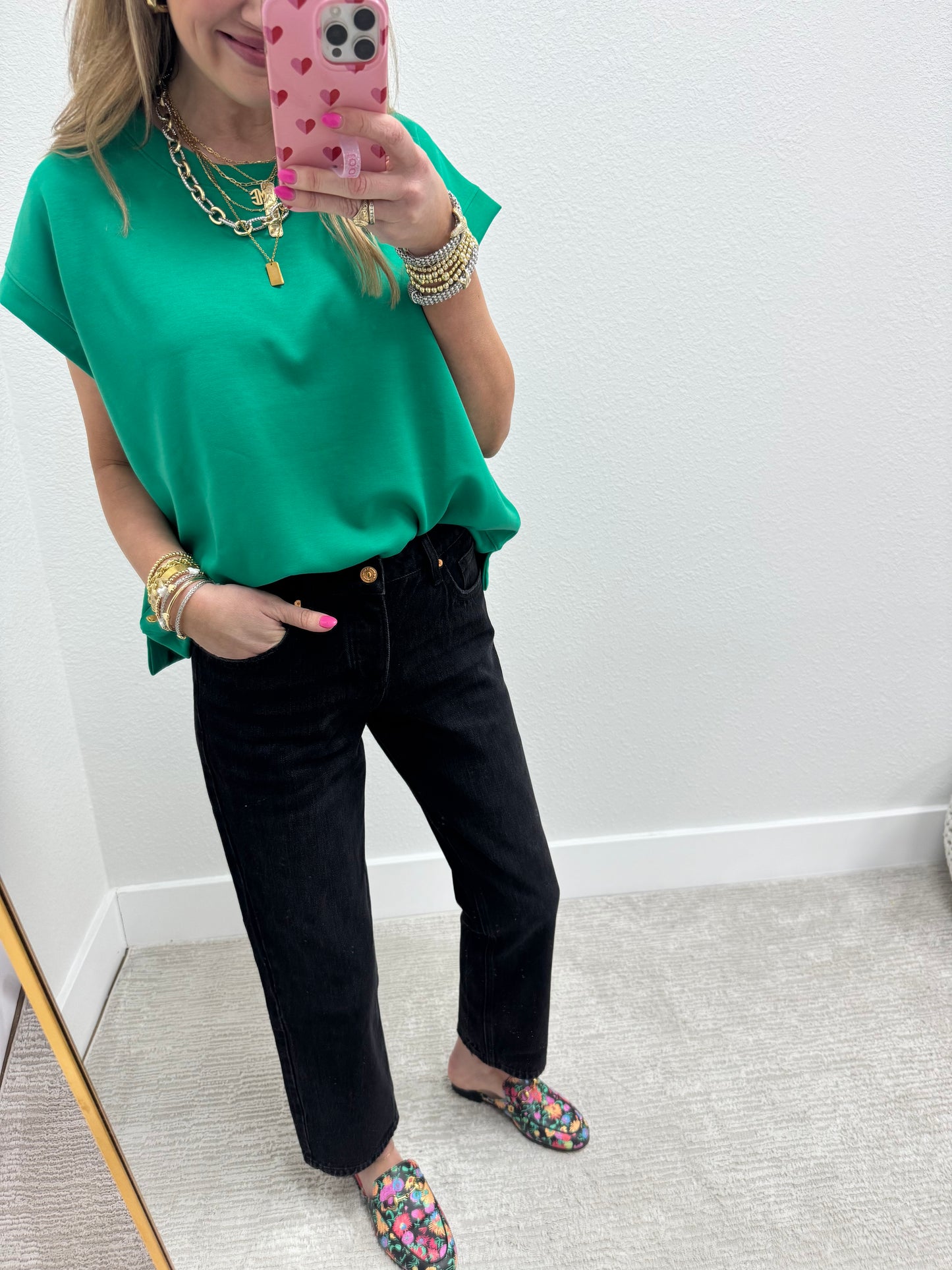 Black Mid Rise Straight Jeans