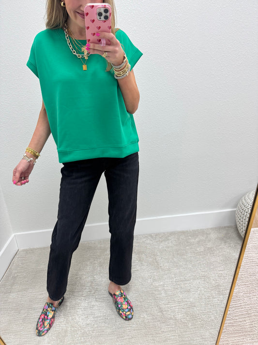 Kelly Green Scuba Short Sleeve Cap Sleeve
