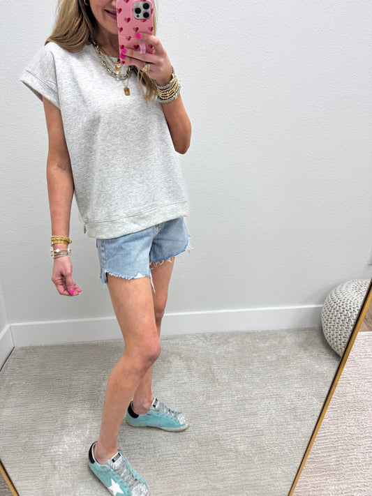 Gray Scuba Short Sleeve Cap Sleeve