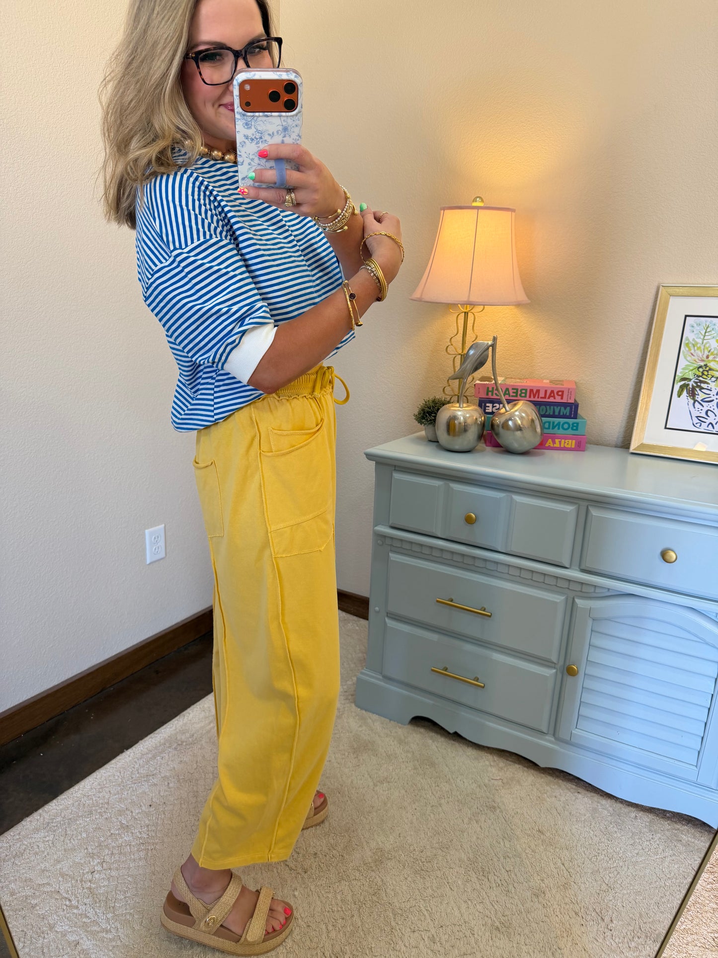 Marigold Mineral Wash Barrel Fit Utility Knit Pants